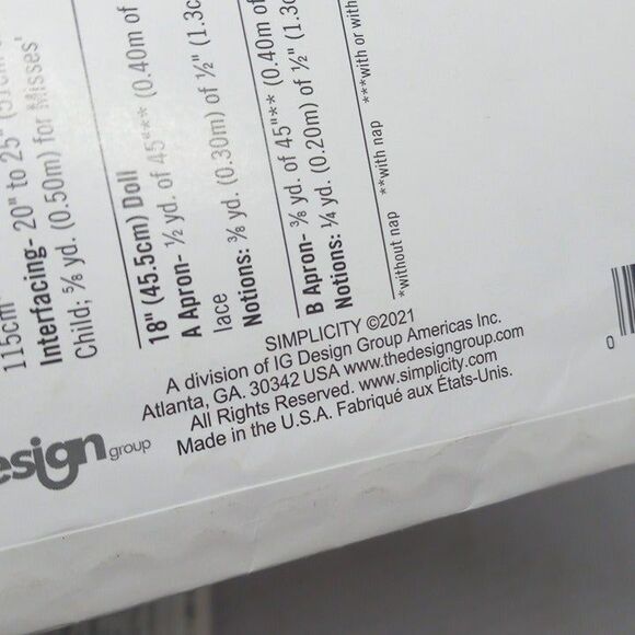 Simplicity Sewing Pattern #S9407-Size S-L-18" Doll-Mommy & Me Apron-Cut-Complete - Picture 6 of 6